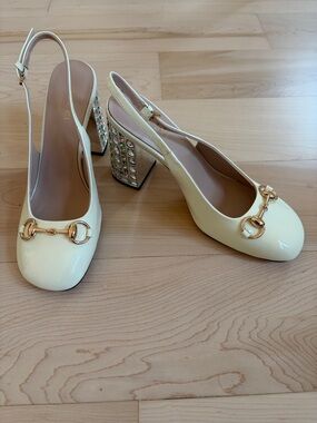 Gucci Crystal Heel Slingback Pumps